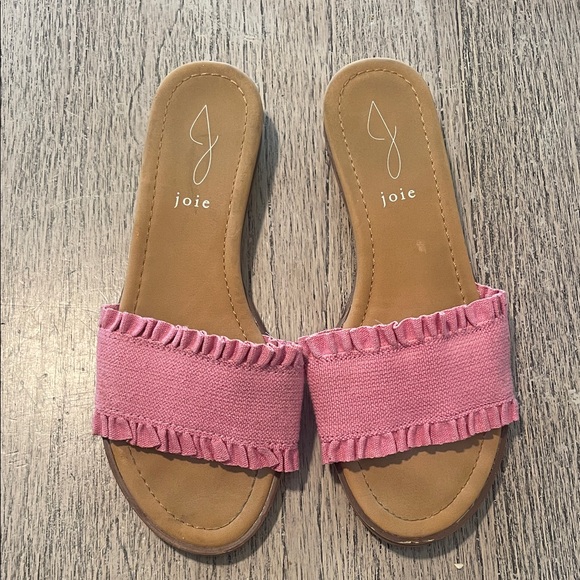 Joie Ruffled Pink Slide Sandals - Picture 1 of 5